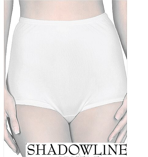 3 Pair Size 9 White 100% Nylon Full Brief ShadowLine W/ Cotton Crotch Liner