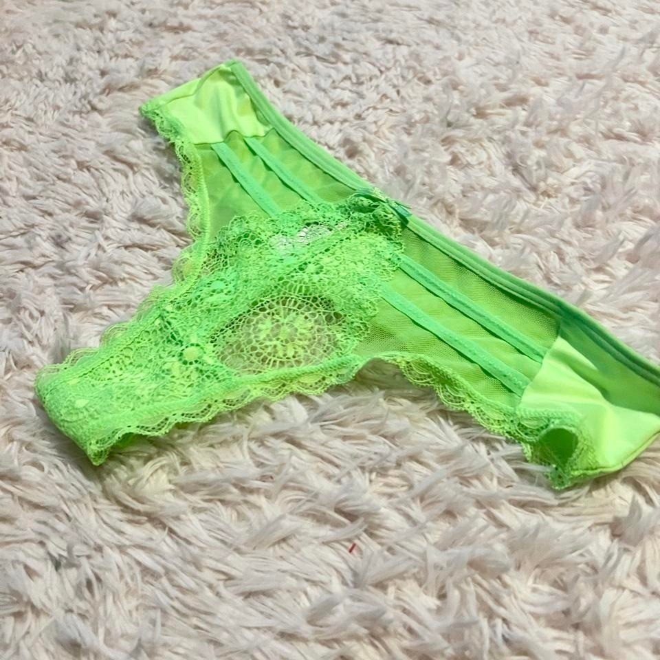 Neon Green Lace Delicate Egirl Rave Lingerie Thong Panties Women’s M Y2K Femme