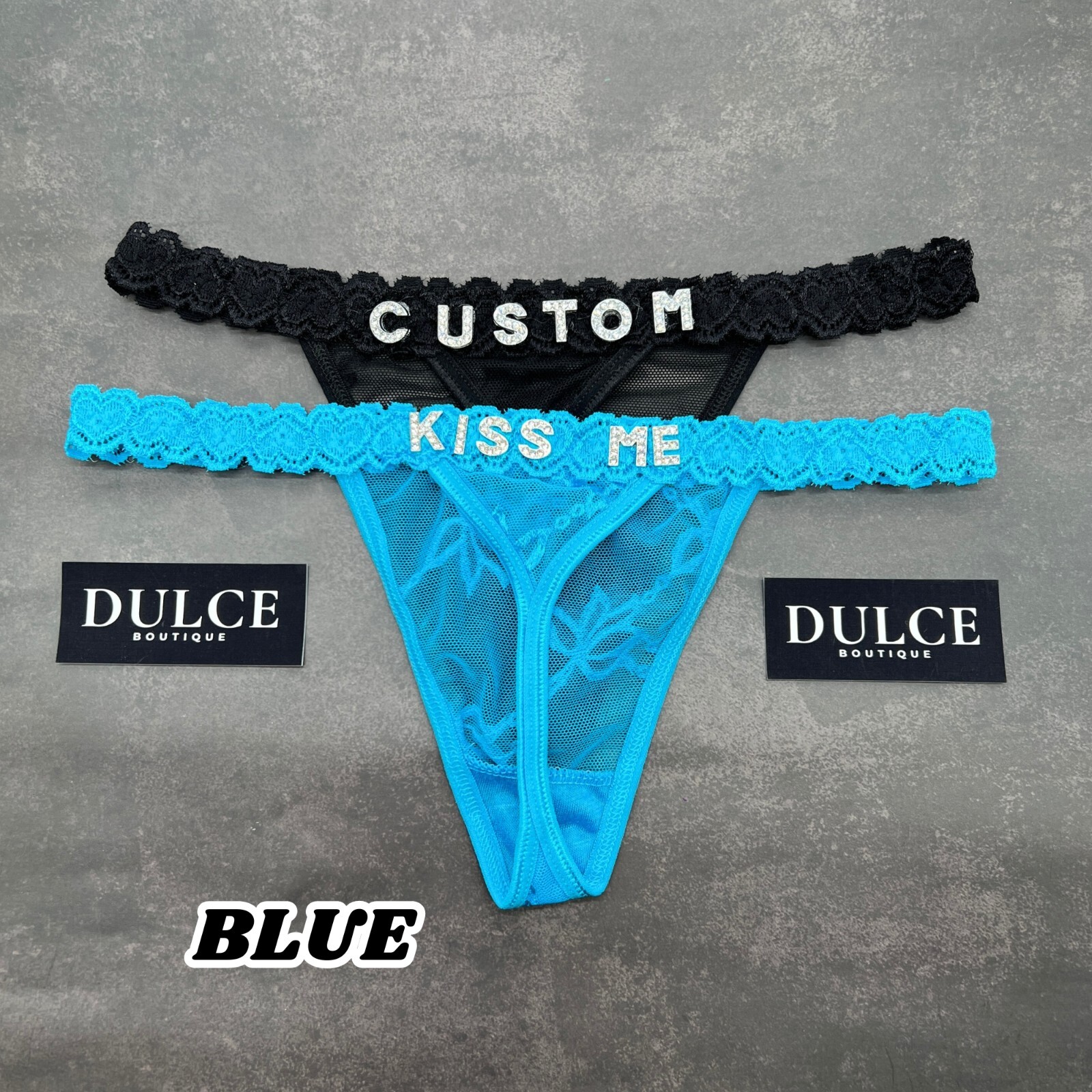 Personalised Thong Custom Thong with Rhinestone Letters