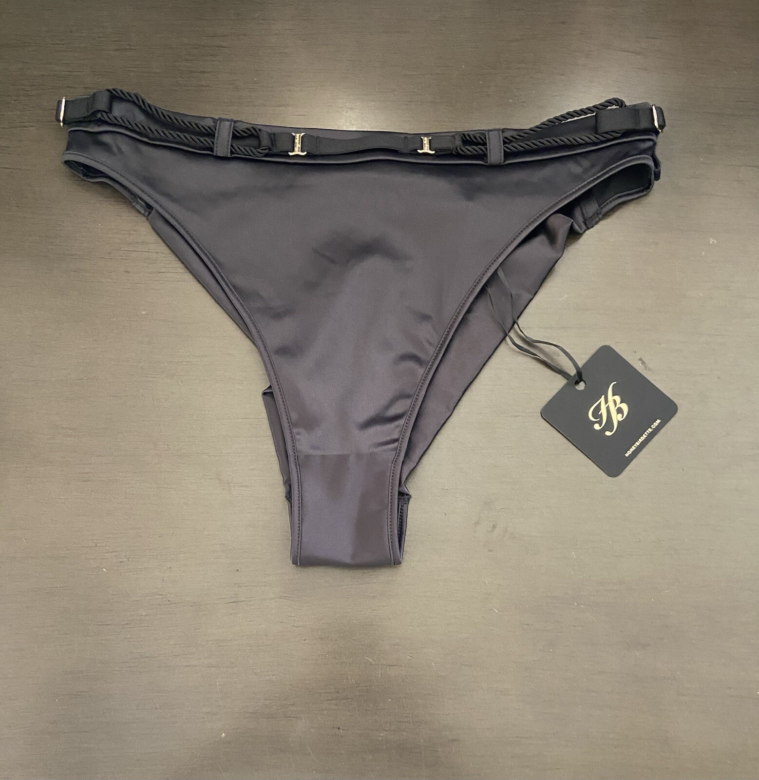 Honey Birdette Shibari Black Brief Panty Size L