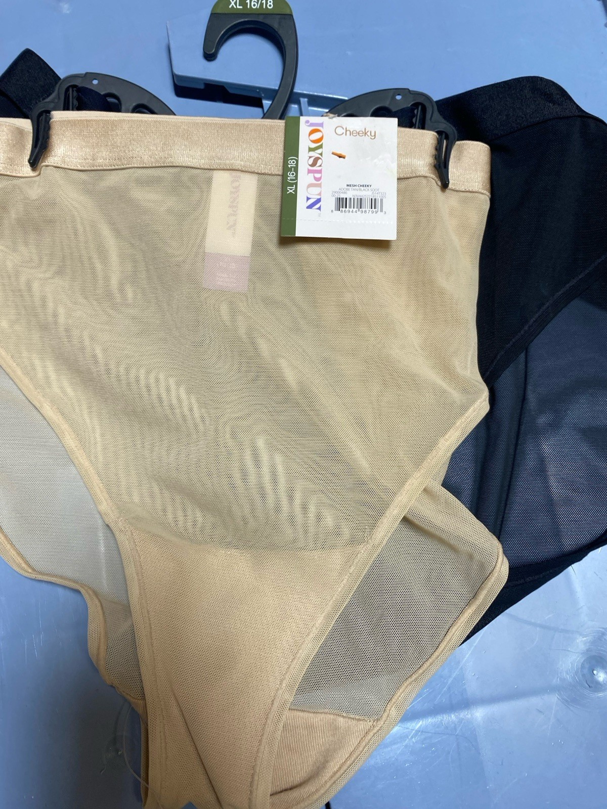 Nadsko 2-Pack Women’s Cheeky Mesh Panties XL (16-18) Beige/Black Sheer