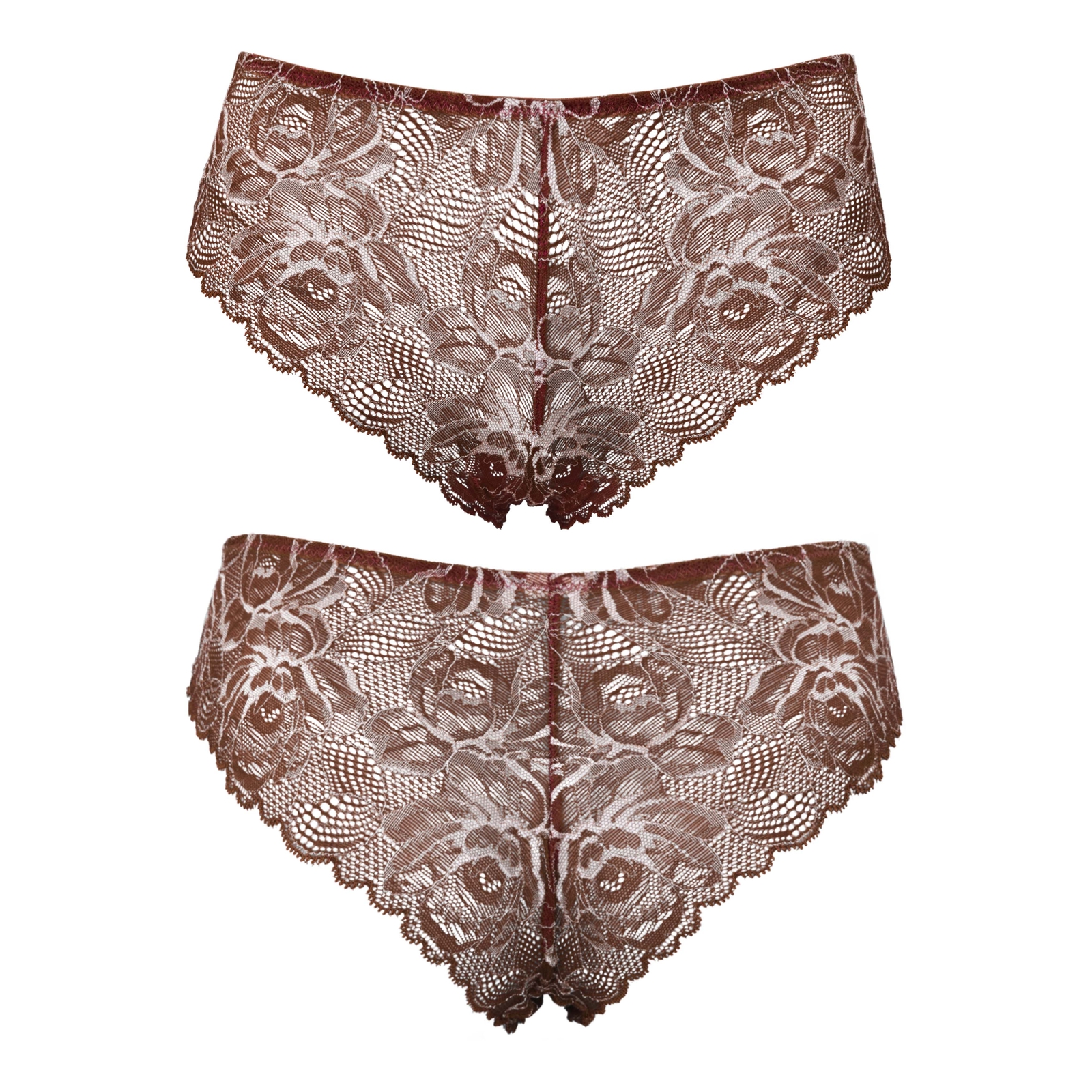 Women’s Pack Of 2 Comfort Lace Tanga Hipster Boyshorts Panties-Pack