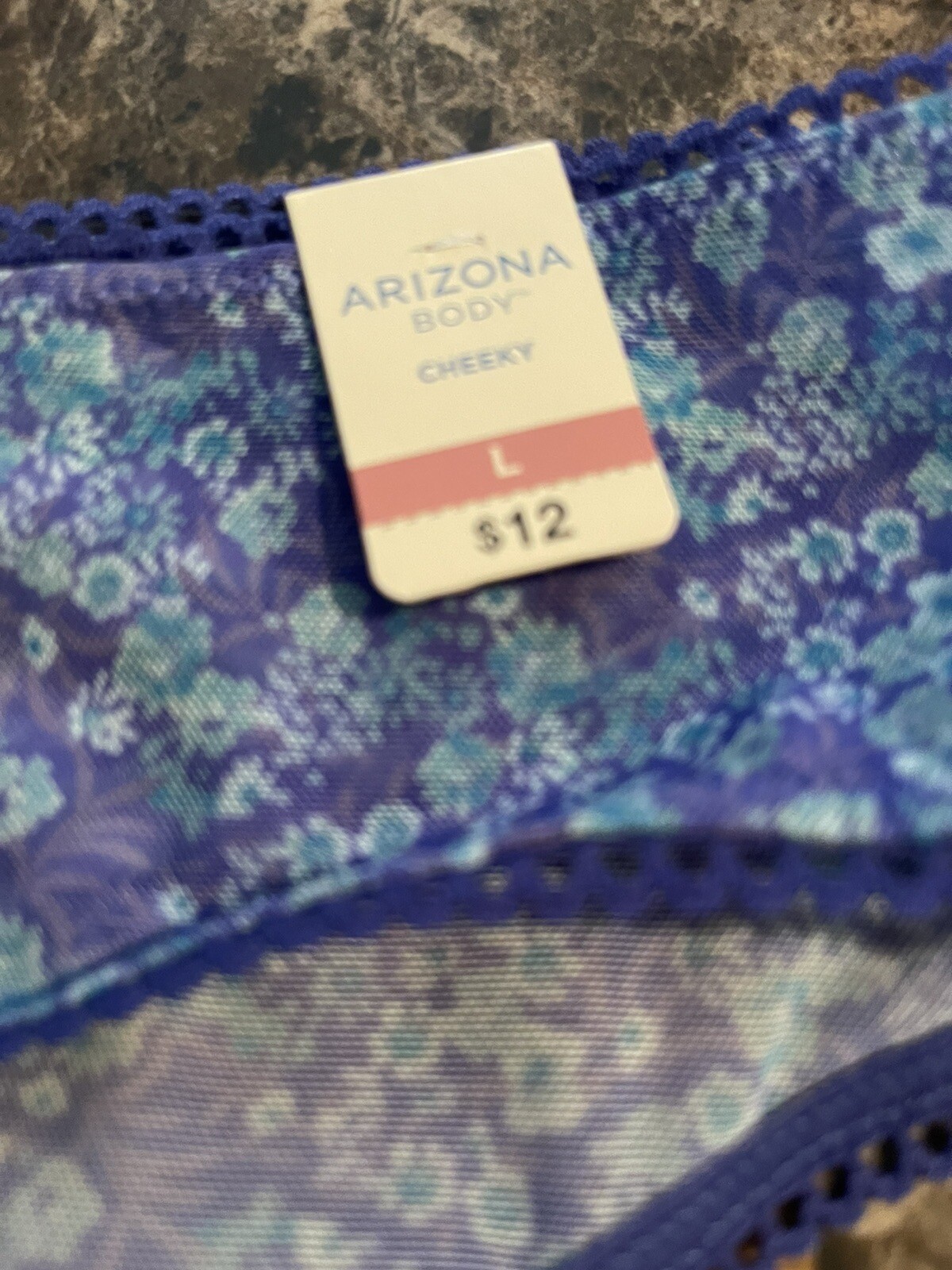 ARIZONA BODY CHEEKY PANTY! BLUE FLORAL ! SIZE LARGE , NEW !