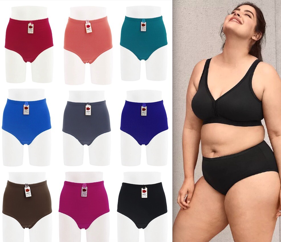 Lot 6 Mid-Cut Women’s PLUS Size Nylon Briefs Panties Girdle #348 S-XL 2X 3X 4X