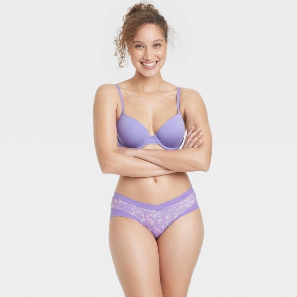 Auden 5pk Micro-Mesh Hipster Underwear Womens Medium Stretch Purple