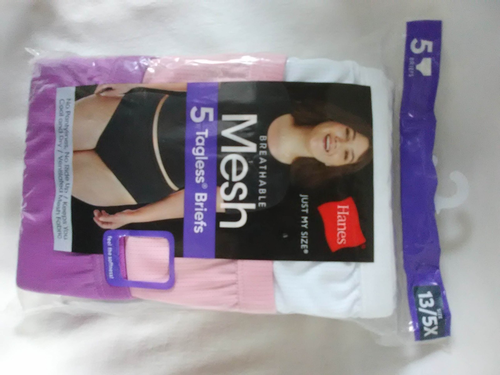Women Plus Size 13/5X Brief 5 Pcs Mesh Tagless Underwear New NIB