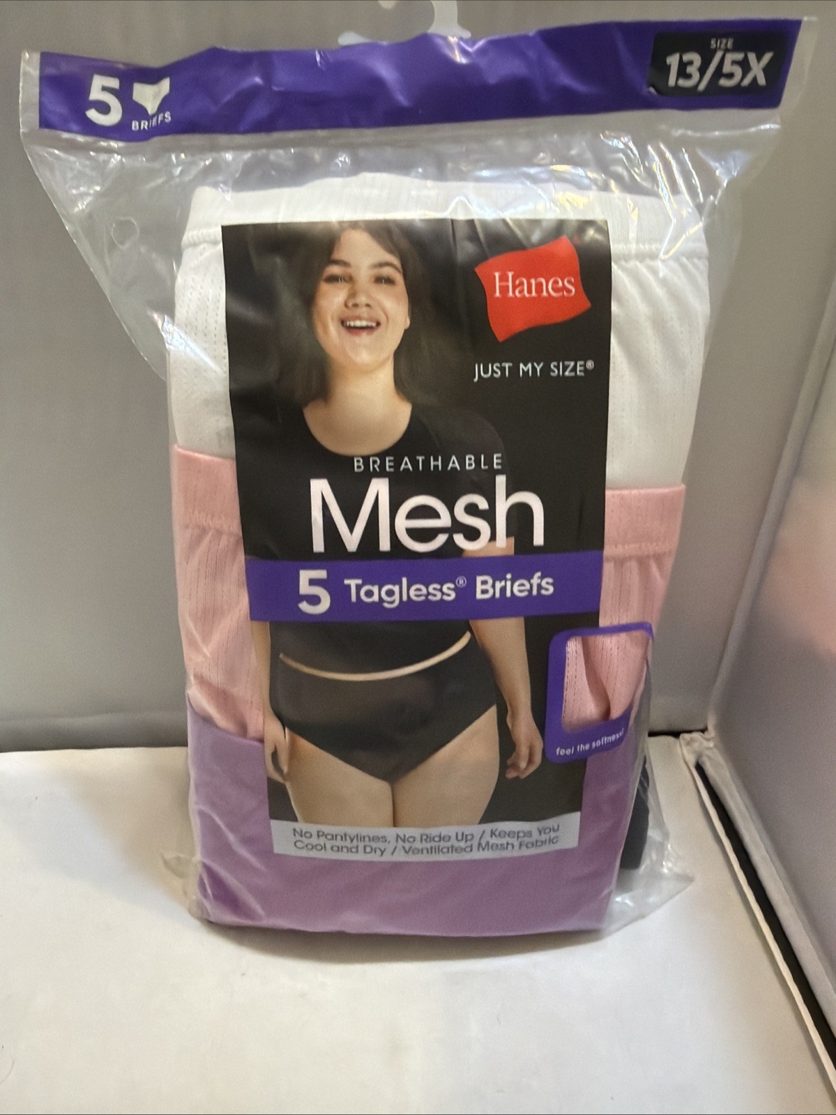 Just My Size Women Briefs Underwear Plus Size 13/5X Breathable Mesh