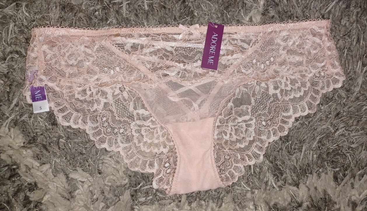 Adore Me/VS Strappy Bk Lace Trim Bikini Panty NEW Large Pink