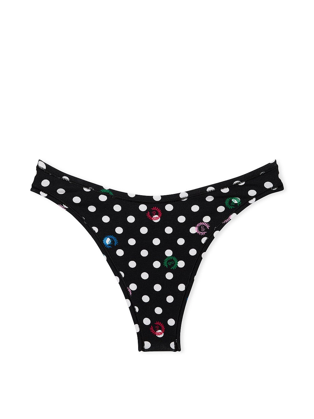 Victoria’s Secret PINK – S Cotton High-Leg Thong Panty – Black White Dot Small