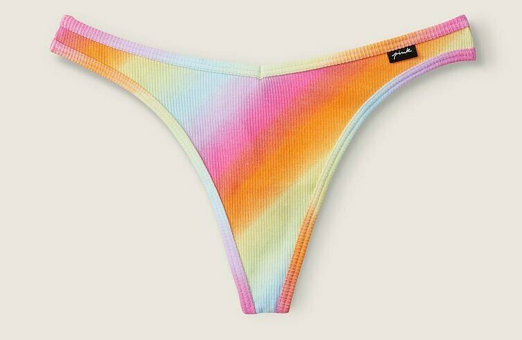 Victoria’s Secret PINK Sexy Thong String V-Cut LOGO Multi Gradient Hard2Find NWT