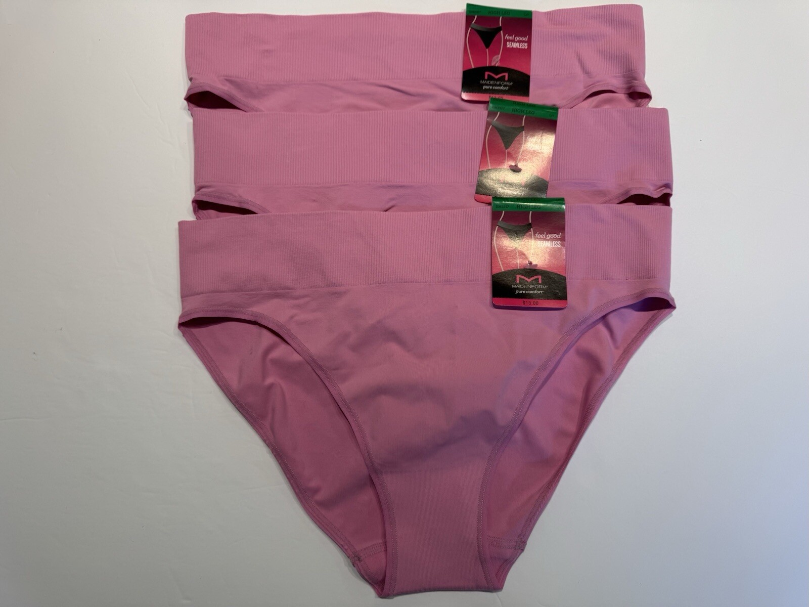 NWT Maidenform Pure Comfort High Leg Bikini Panties DM2317 L 7 3 PAIRS Pink