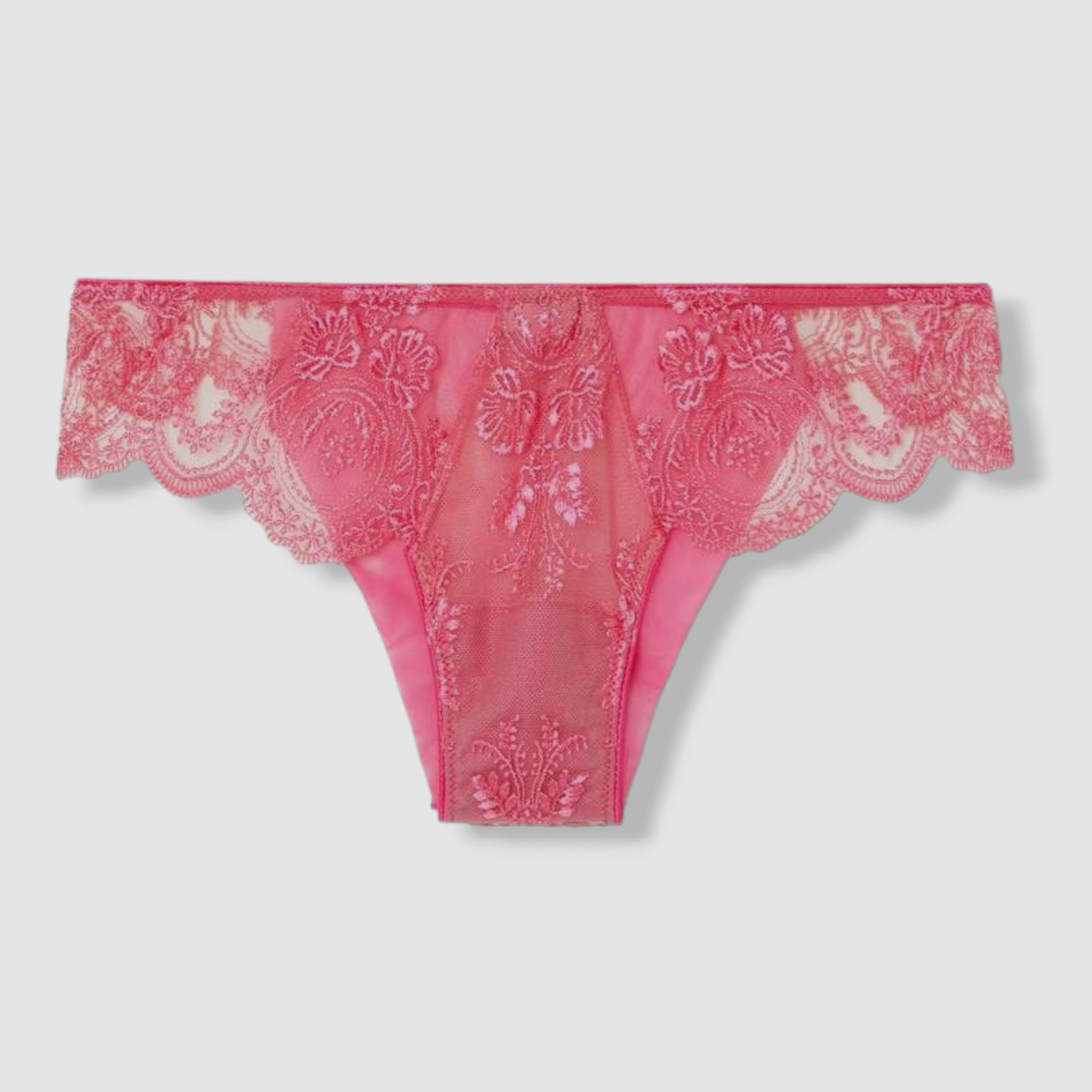 $160 I.D. SARRIERI Pixie Dreams Scalloped Embroidered Tulle Thong Size 4