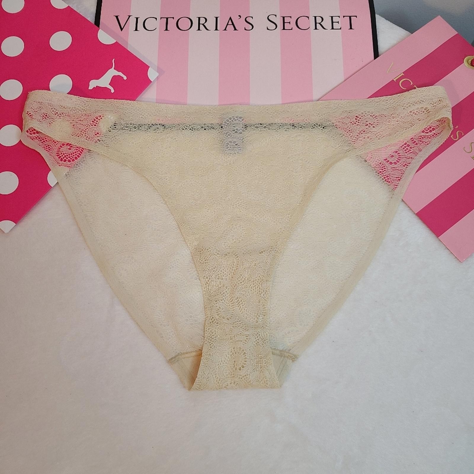 VTG Victoria’s Secret Sheer Crochet Lace Classic Cut Bikini Panty Size M