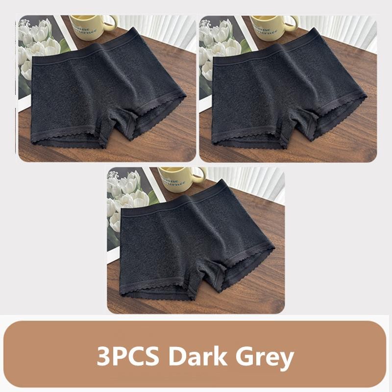 3PCS Women Thin Lace Boxer Underwear Mid Waist Breathable Comfortable Panties Se
