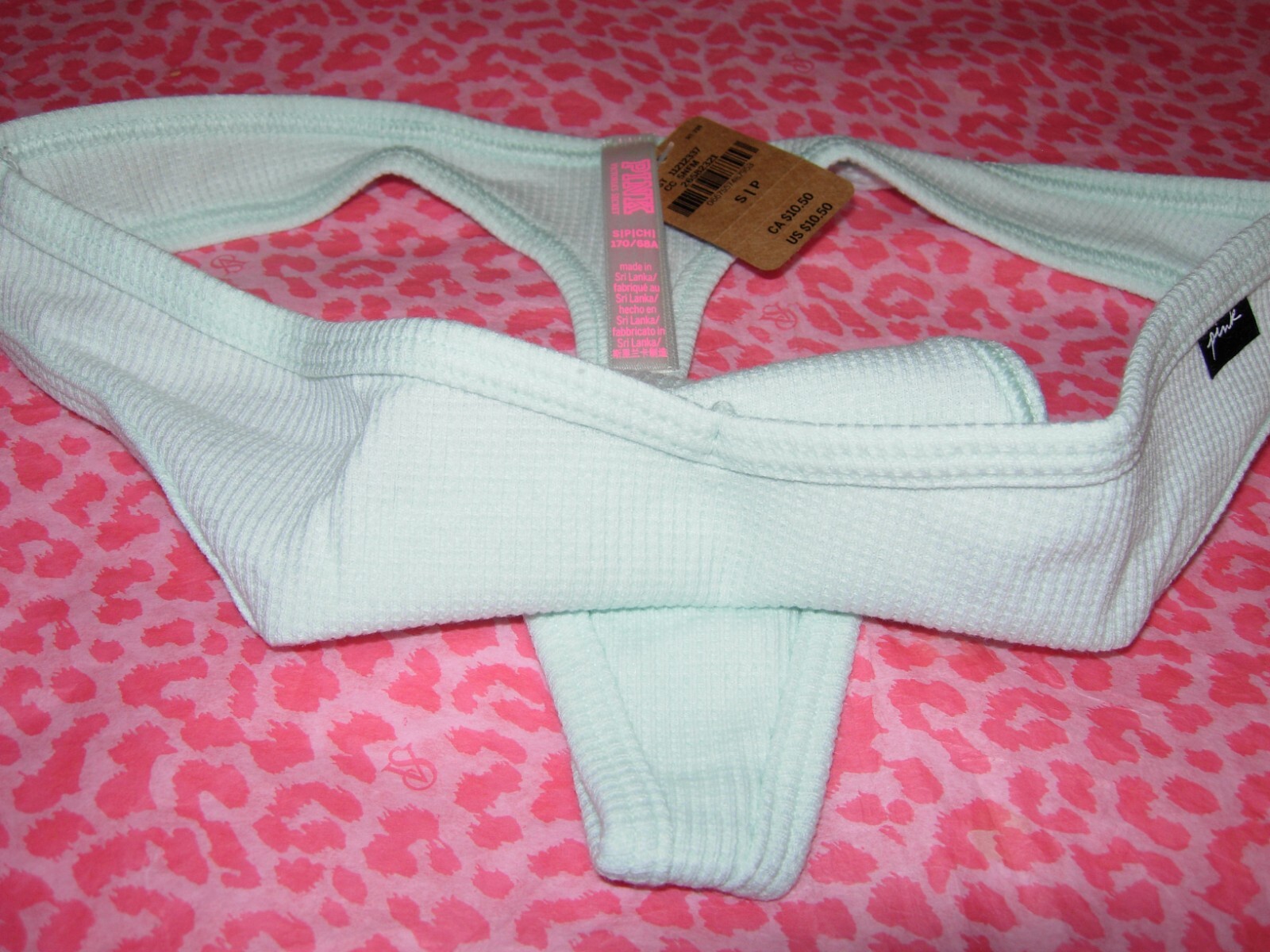 Victoria’s Secret PINK Sexy Thong String V-Cut LOGO Soft Blue Hard2Find NWT