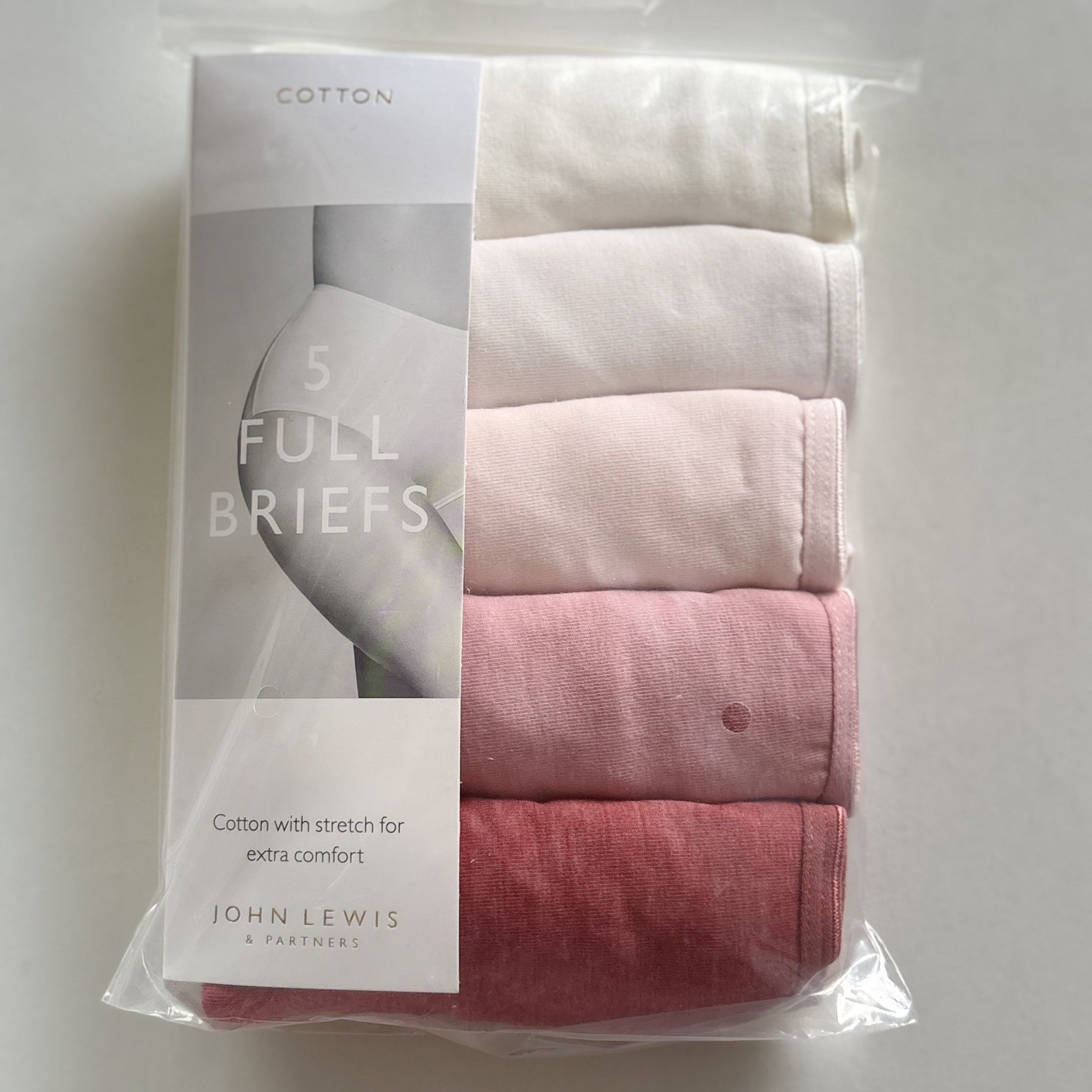 John Lewis Ladies 5 Pack Cotton Full Briefs Underwear Knickers Size 12