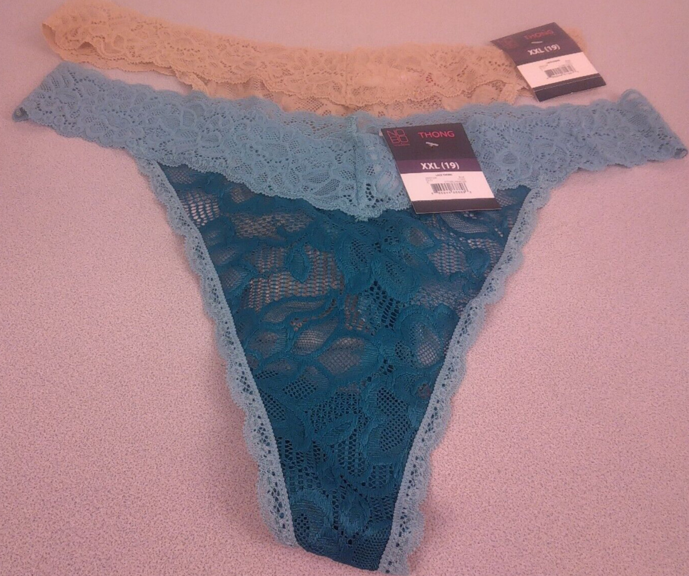 No Boundaries Blue And Beige Lace Thong Size XXL(19) – New (Lot Of 2). (65)