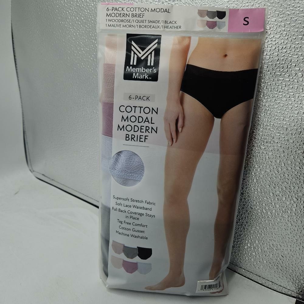 Women’s 6-Pack Cotton Luxe Modern Brief SIZE S Multicolored Underwear Soft