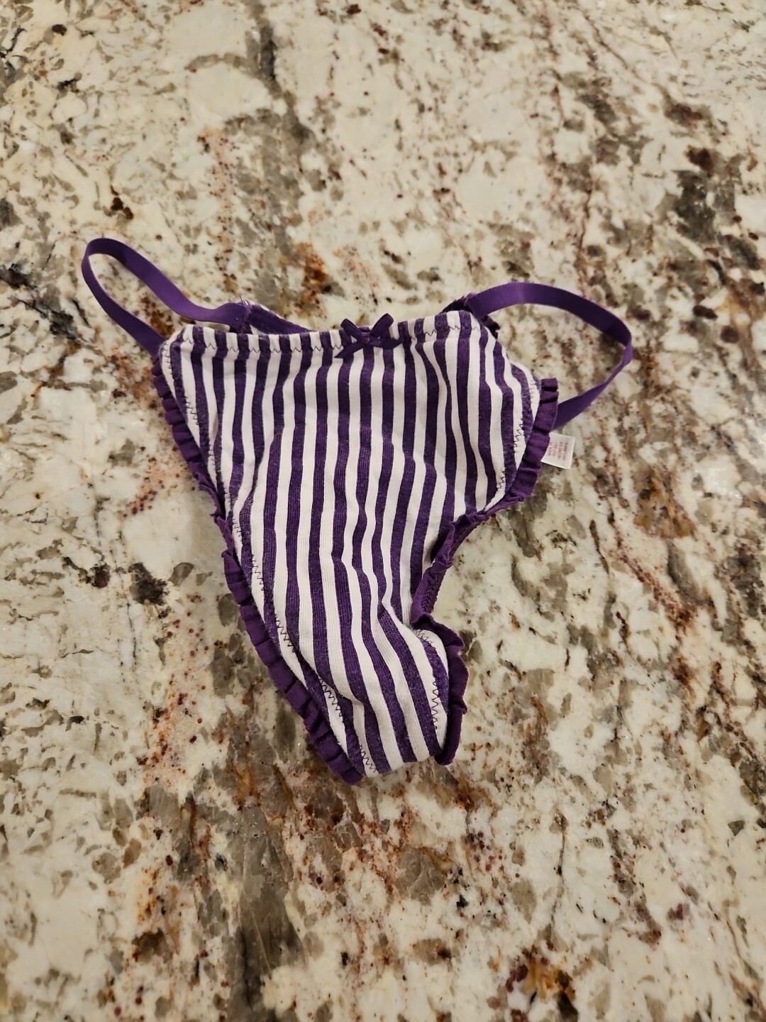 True Vintage Victoria’s Secret PINK Ruffle Trim V String Thong Panties