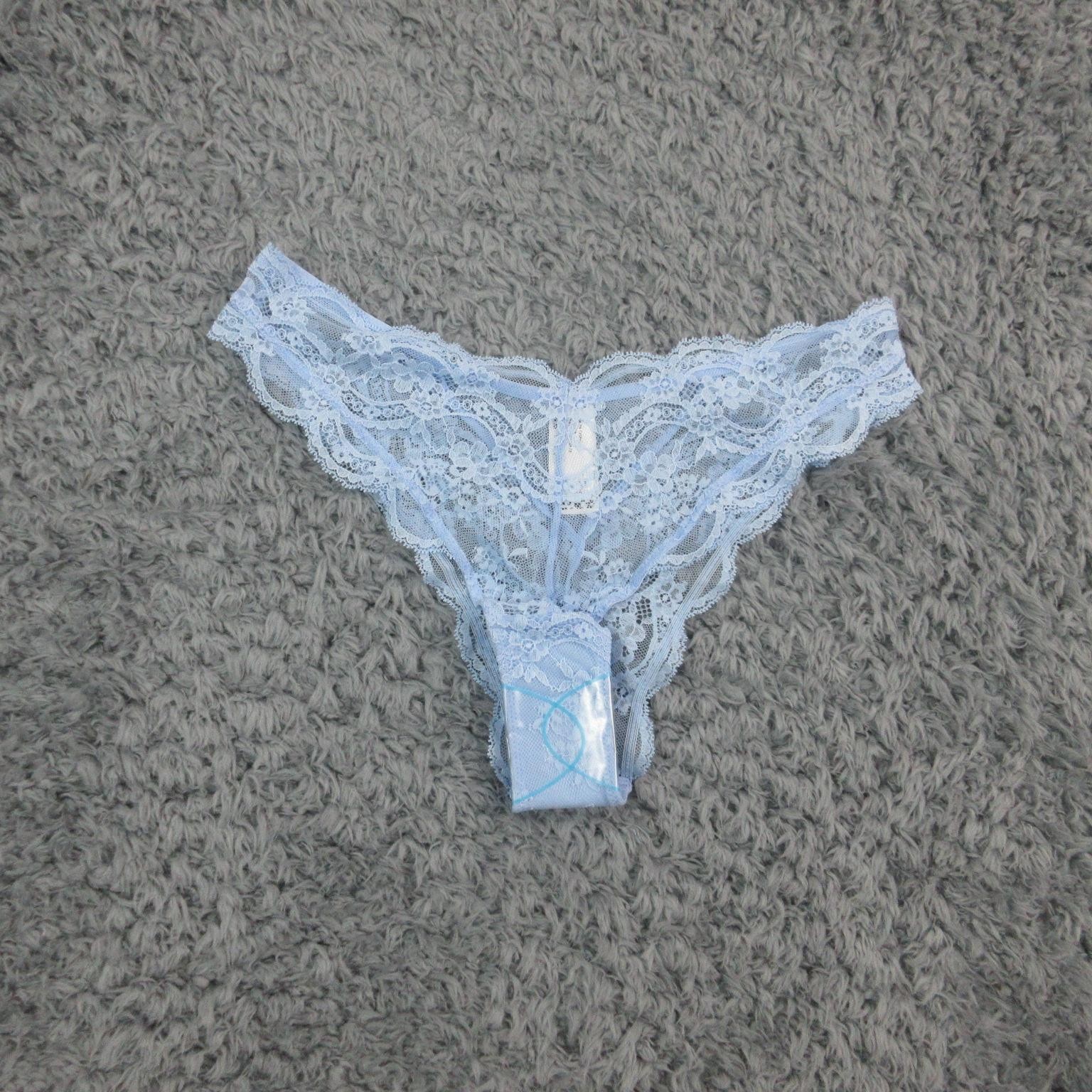 ASOS Design Lace Thong Womens US 8 UK 12 Blue Sheer Floral Stretch Panty NWOT