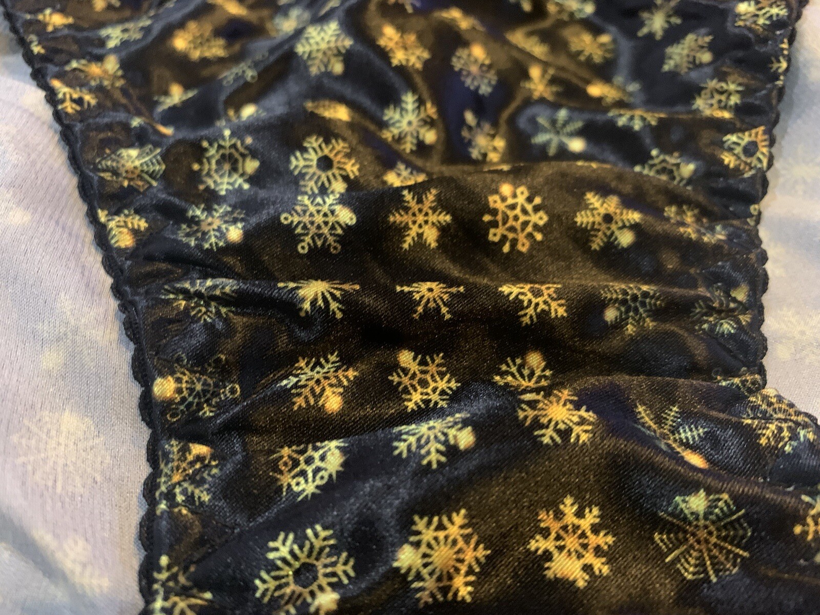 Nwot Handmade Sz L black gold snowflake satin string bikini Sissy panties
