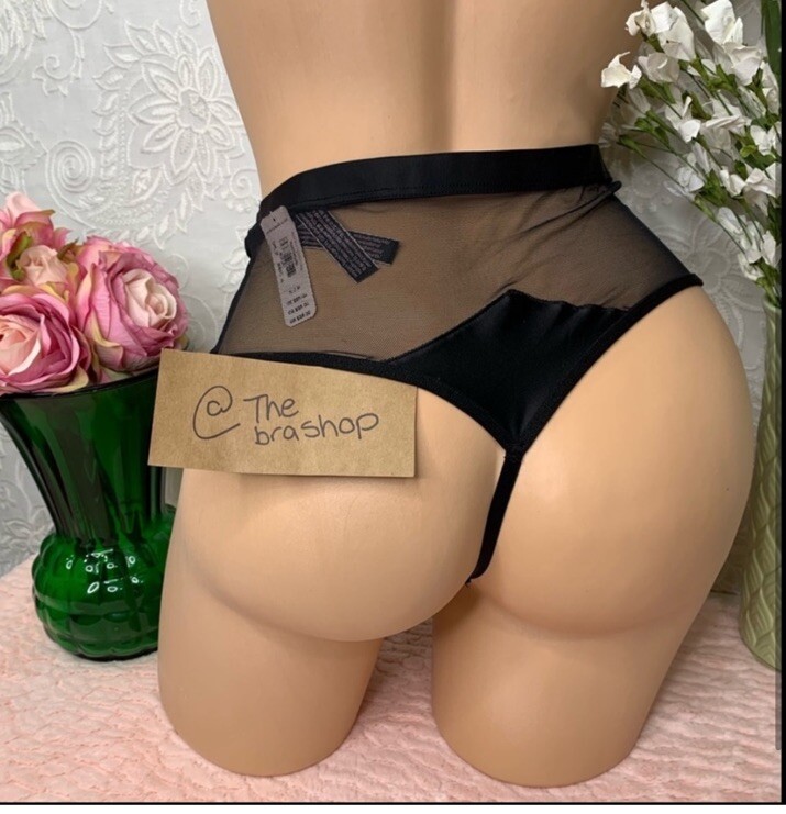 Victoria’s Secret Embroidered Tiger Panty High Waist Small Black Thong NWT
