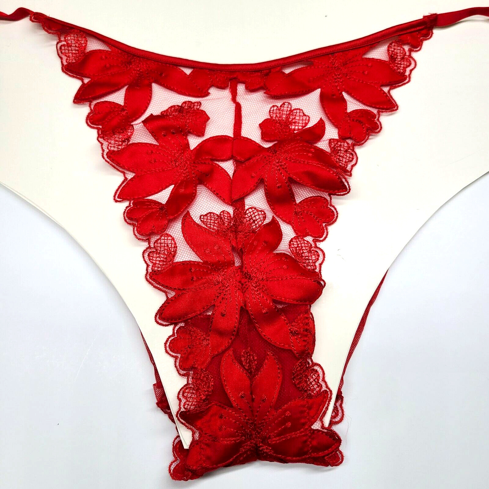 Victoria’s Secret LUXE LINGERIE Floral Embroidery Brazilian Panty XL Red