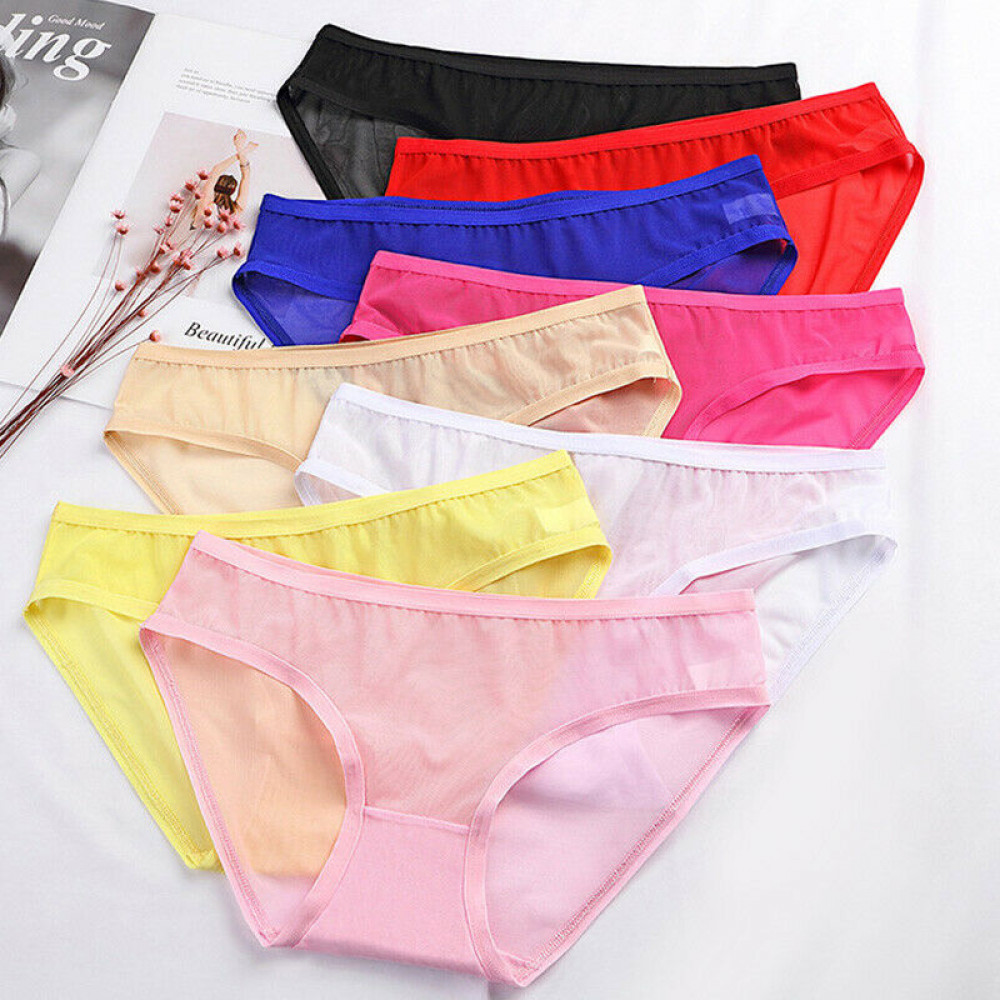 Women’s Low-Waist Transparent Mesh Briefs Seamless Panties Sexy Lingerie Knicker