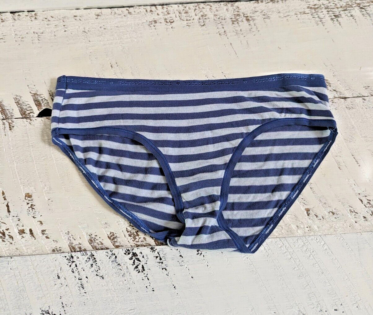 Vintage Victoria’s Secret Size XS Indigo & Powder Blue Striped Hiphugger