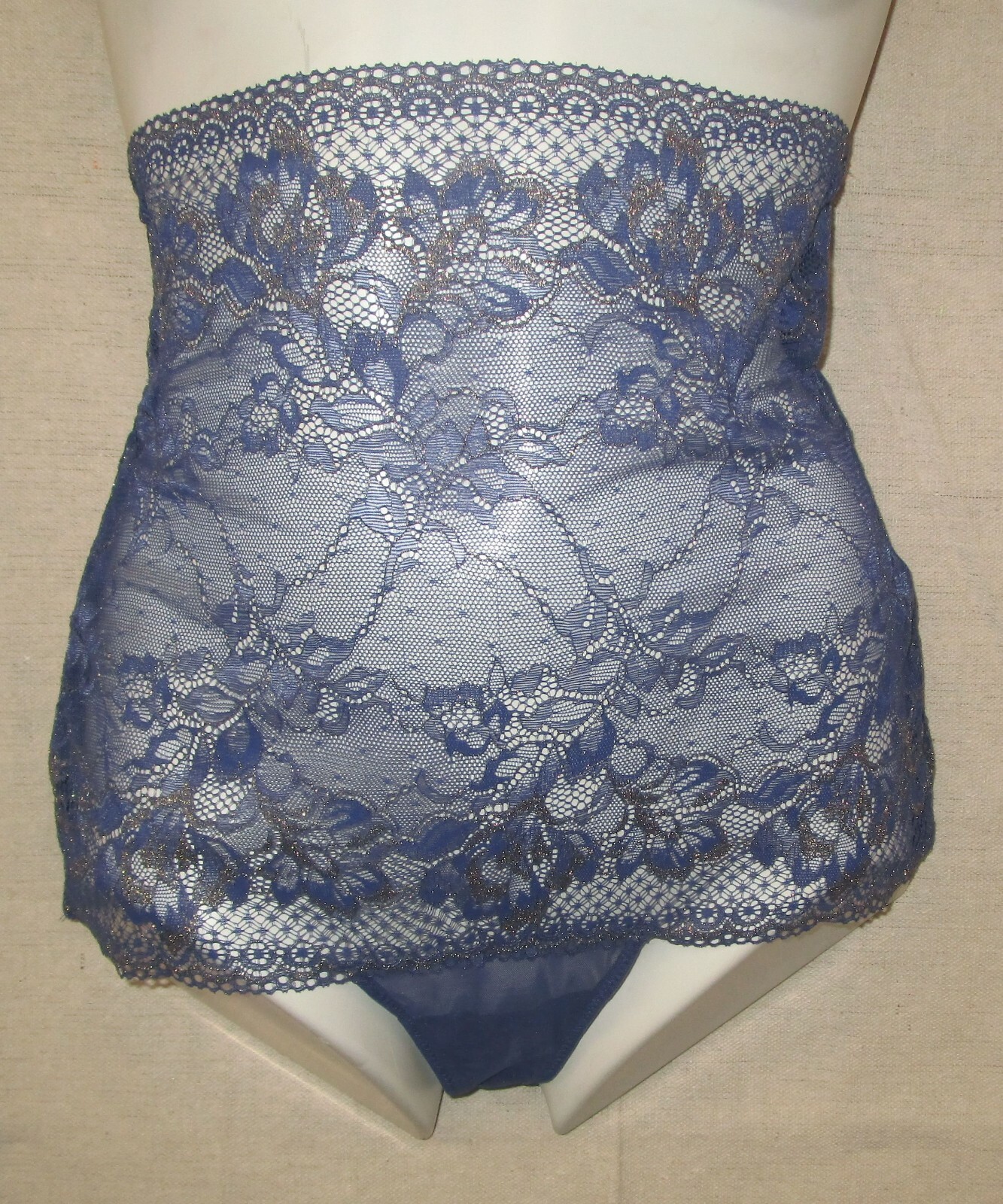 WACOAL~SMALL 5~844297~Twilight Blue LACE TO LOVE High Waist Thong Panty