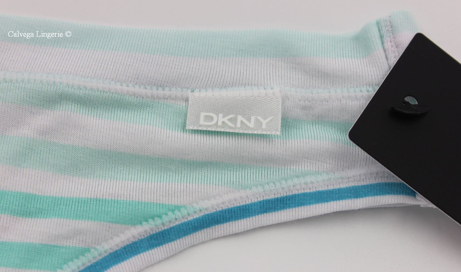 NWT DKNY DK8381 “Stretch Modal” Low-Rise Classic Thong, Striped, Blue