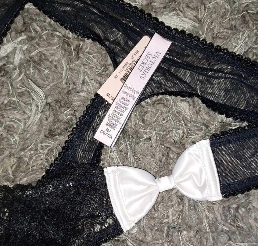 DREAM ANGELS Lace 2 Tone Bow Sided thong Panty BRAND NEW SIZE medium