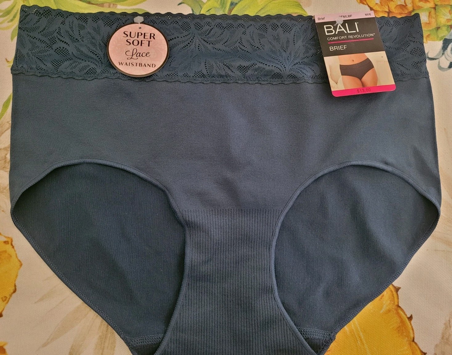 BALI Women’s Comfort Revloution Lace Brief Panty DFMLBF TEAL Blue $13 M / 6