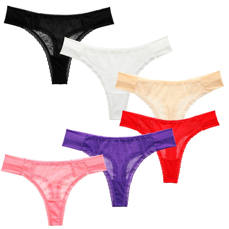 6 Pack Lot Sexy Womens See Through Sheer Panties Thongs Underwear Sissy Lingerie