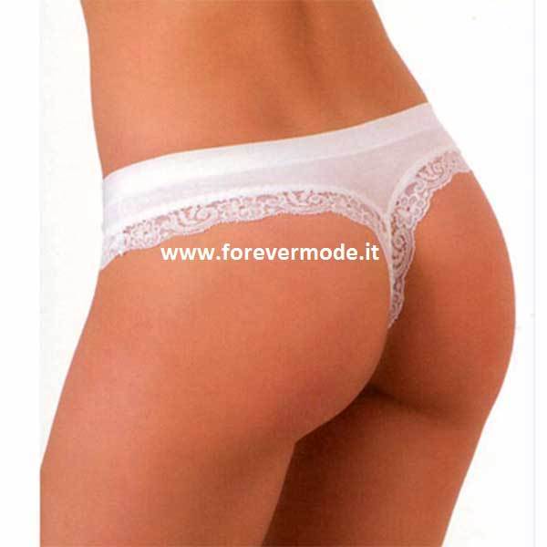 3 Women’s Thongs Jadea In Cotton And Modal With Lace On The Sides Art 519