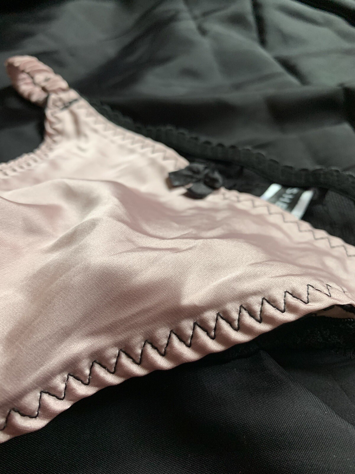 Nwot sexy dusty rose pink satin String Bikini Thong lace Sissy panties sz XL