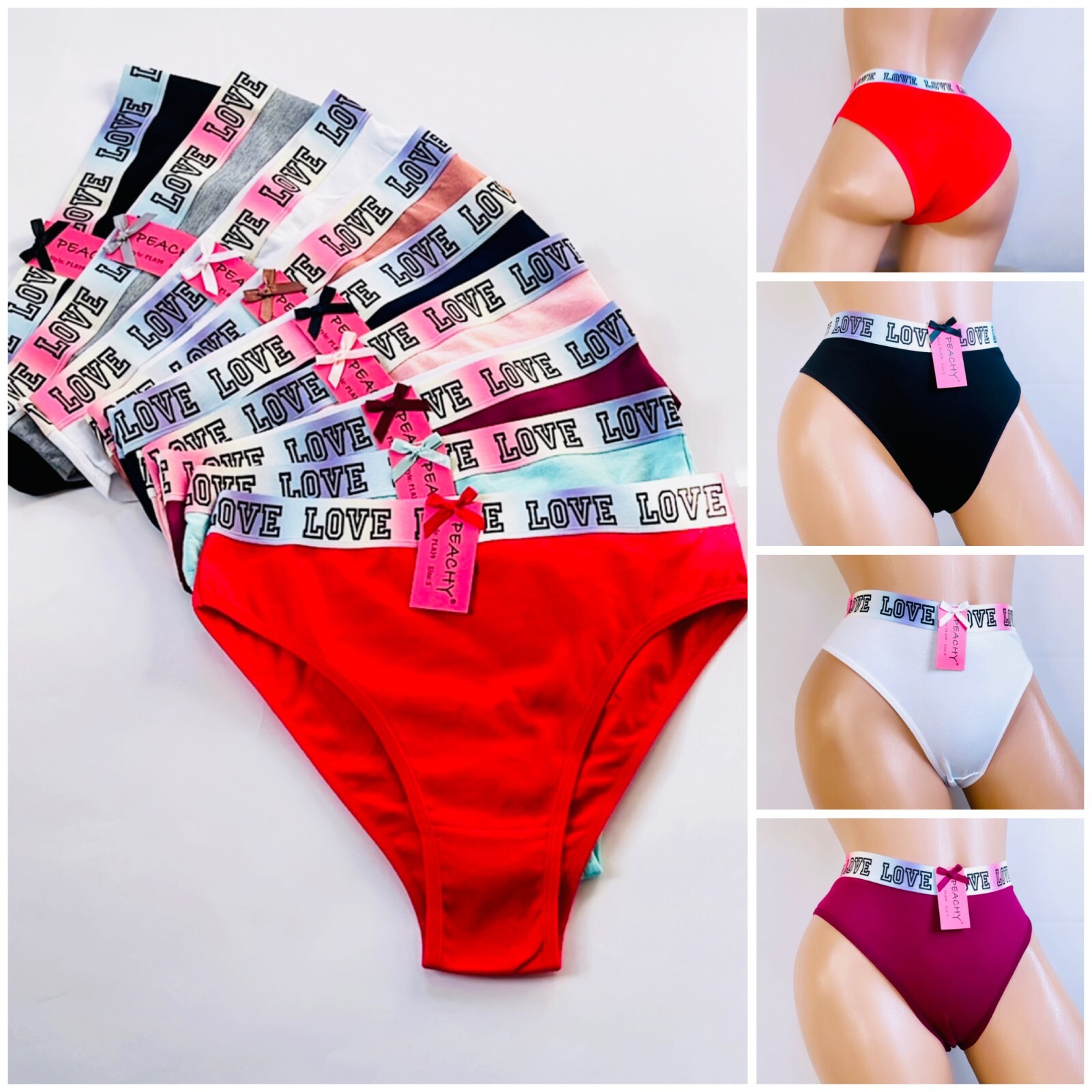 LOT 6-12 Womens Bikini Panties Brief Floral LOVE Cotton Underwears Long Leg S-XL