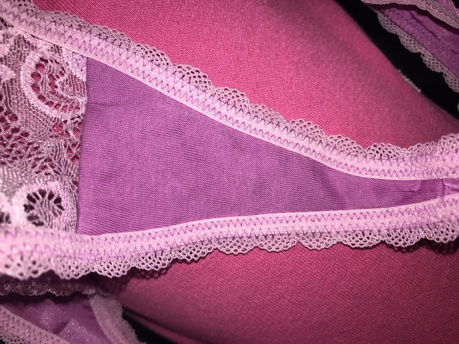 ADORE ME~Womens Sheer Pink Embroidered Lace HI CUT Pink LARGE L Thong Panty NWT