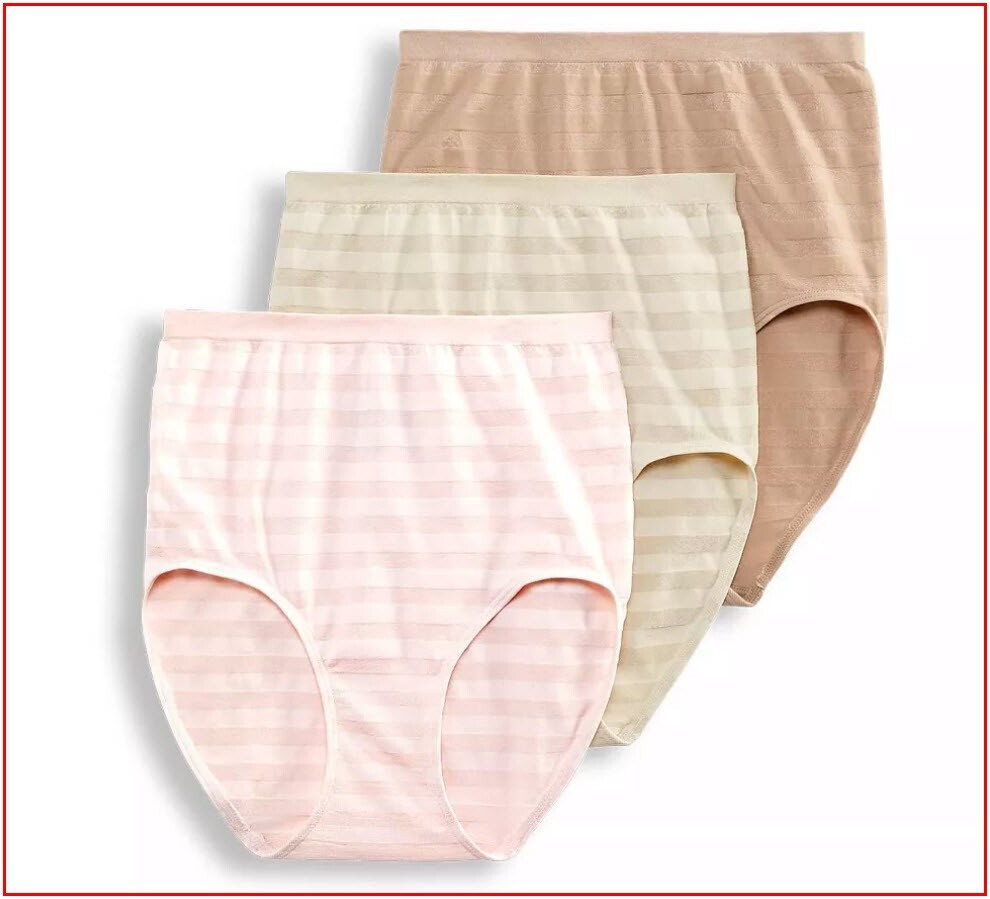 3 Pairs – Jockey Womens MATTE & SHINE Panties BRIEF – Nude Ivory Pink 3XL / 10