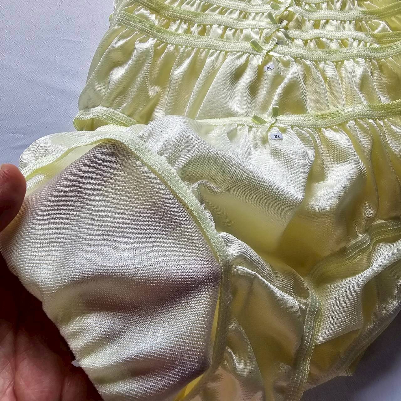 6pcs Yellow Bikini Panties Nylon Underwear Woman Briefs Soft Silky Hip 34″-38″ L