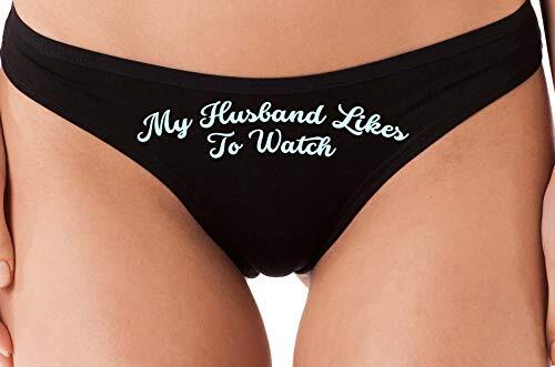 Knaughty Knickers My Husband Likes to Watch Swinger Black Thong Underwear