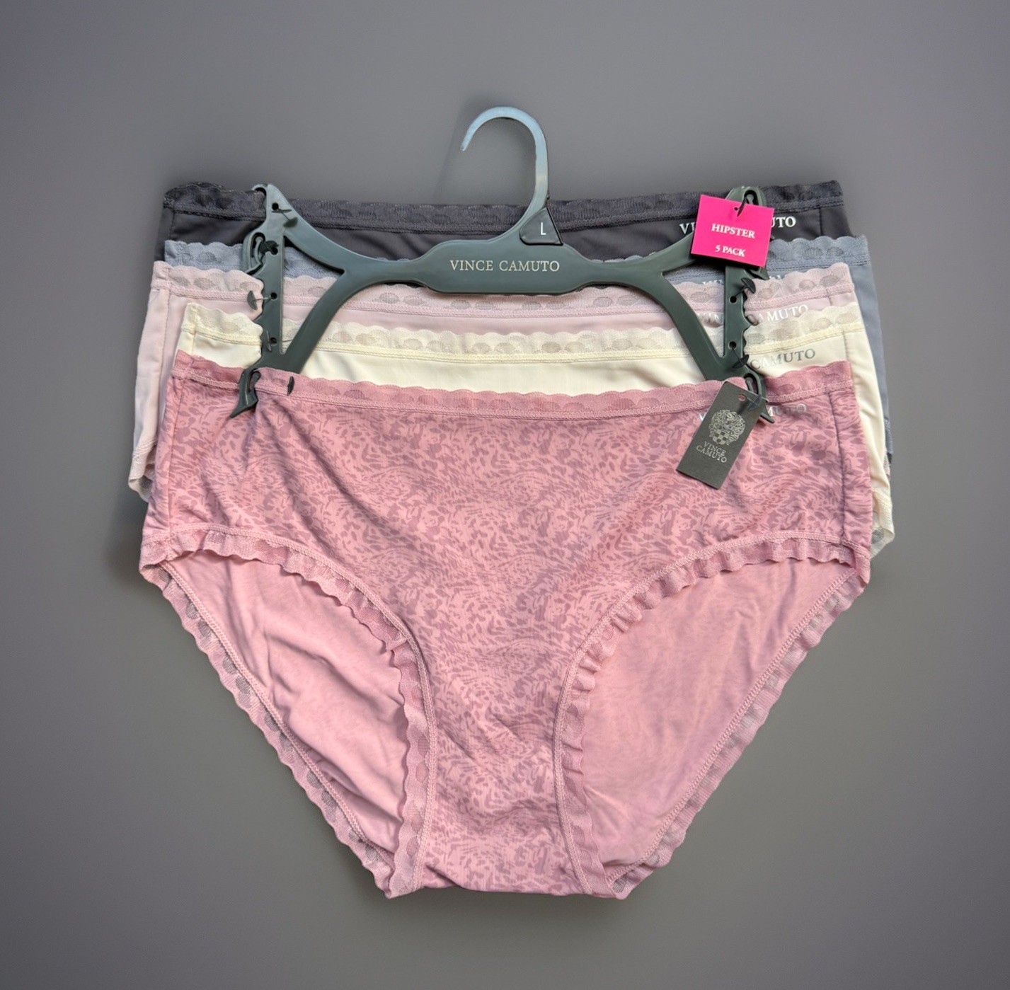 5 Pack Vince Camuto sz L Hipster Hiphugger Panties Bundle Lot Set Multicolor