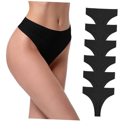 High Waist Cotton Thongs Women Cotton Rib 3X-Large 6black-cotton Rib