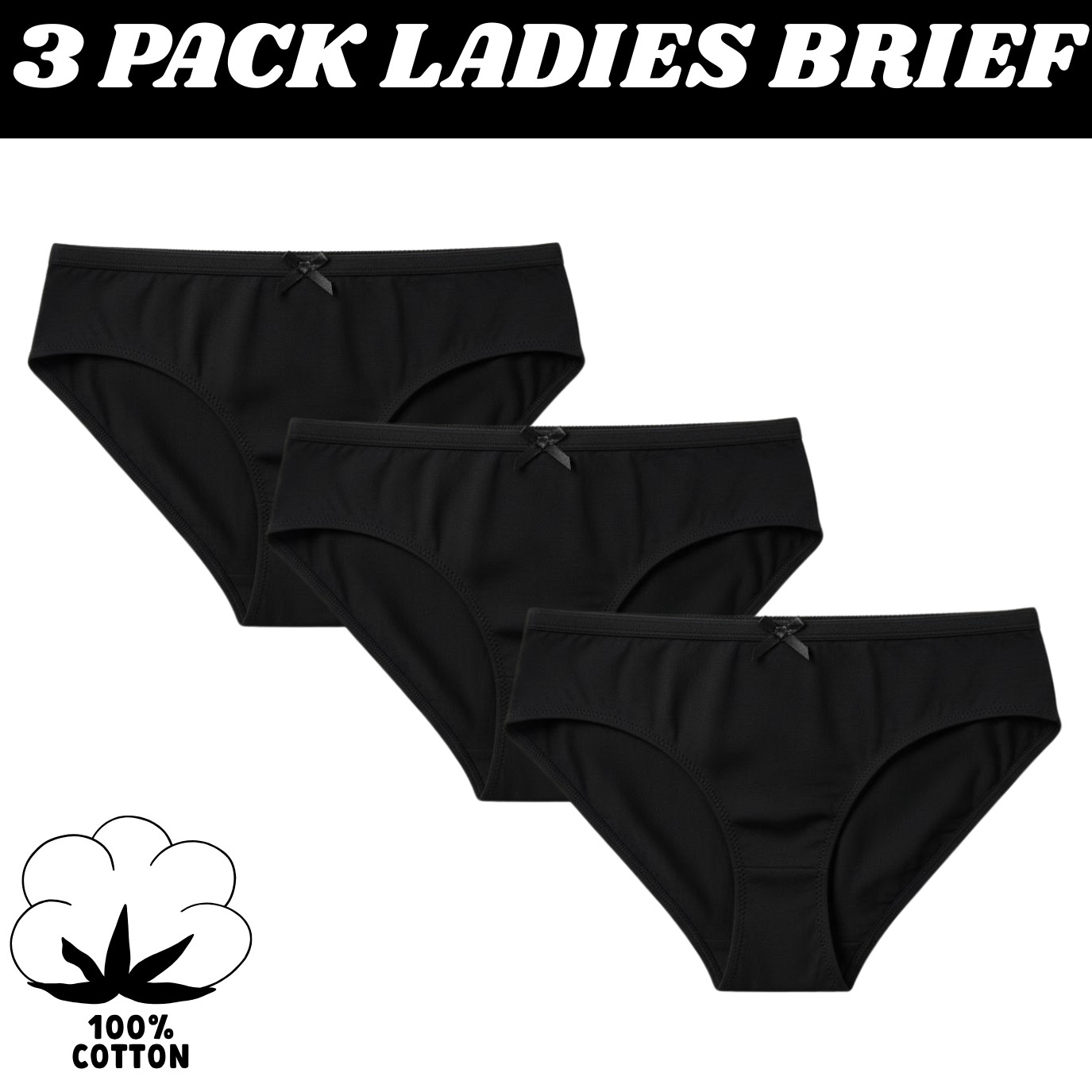 12 Pack Ladies Briefs Maxi, 100% Cotton Full Comfort Fit Underwear, Size 10-24