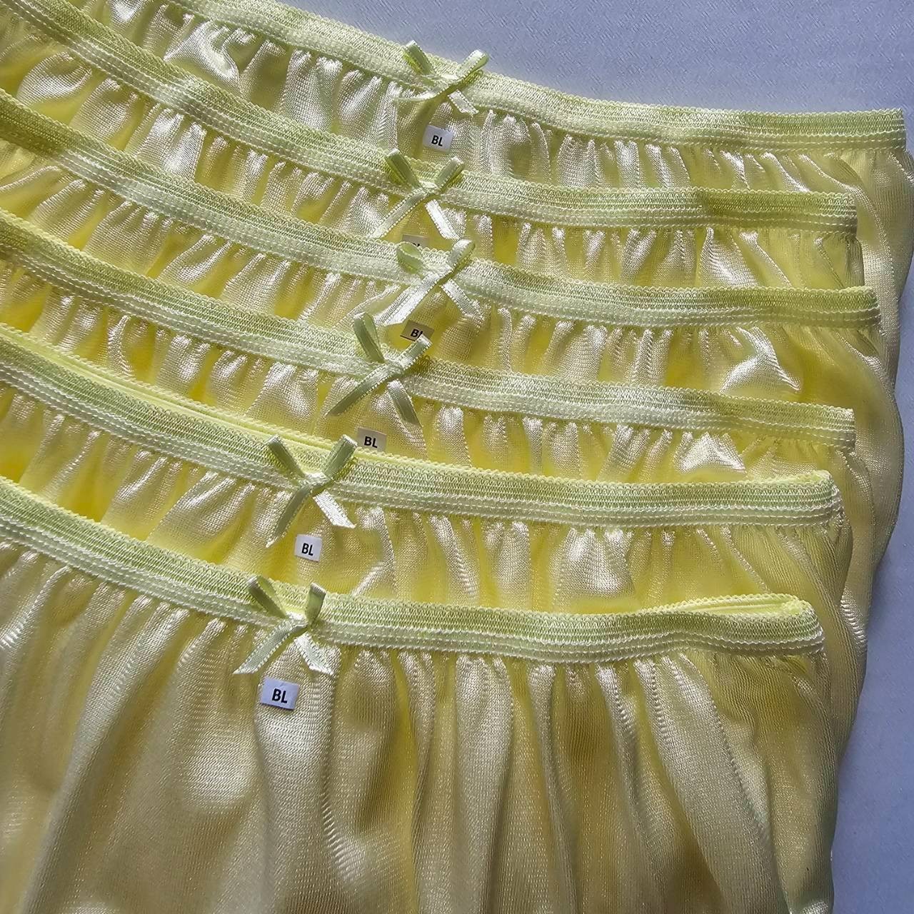 6pcs Yellow Bikini Panties Nylon Underwear Woman Briefs Soft Silky Hip 34″-38″ L