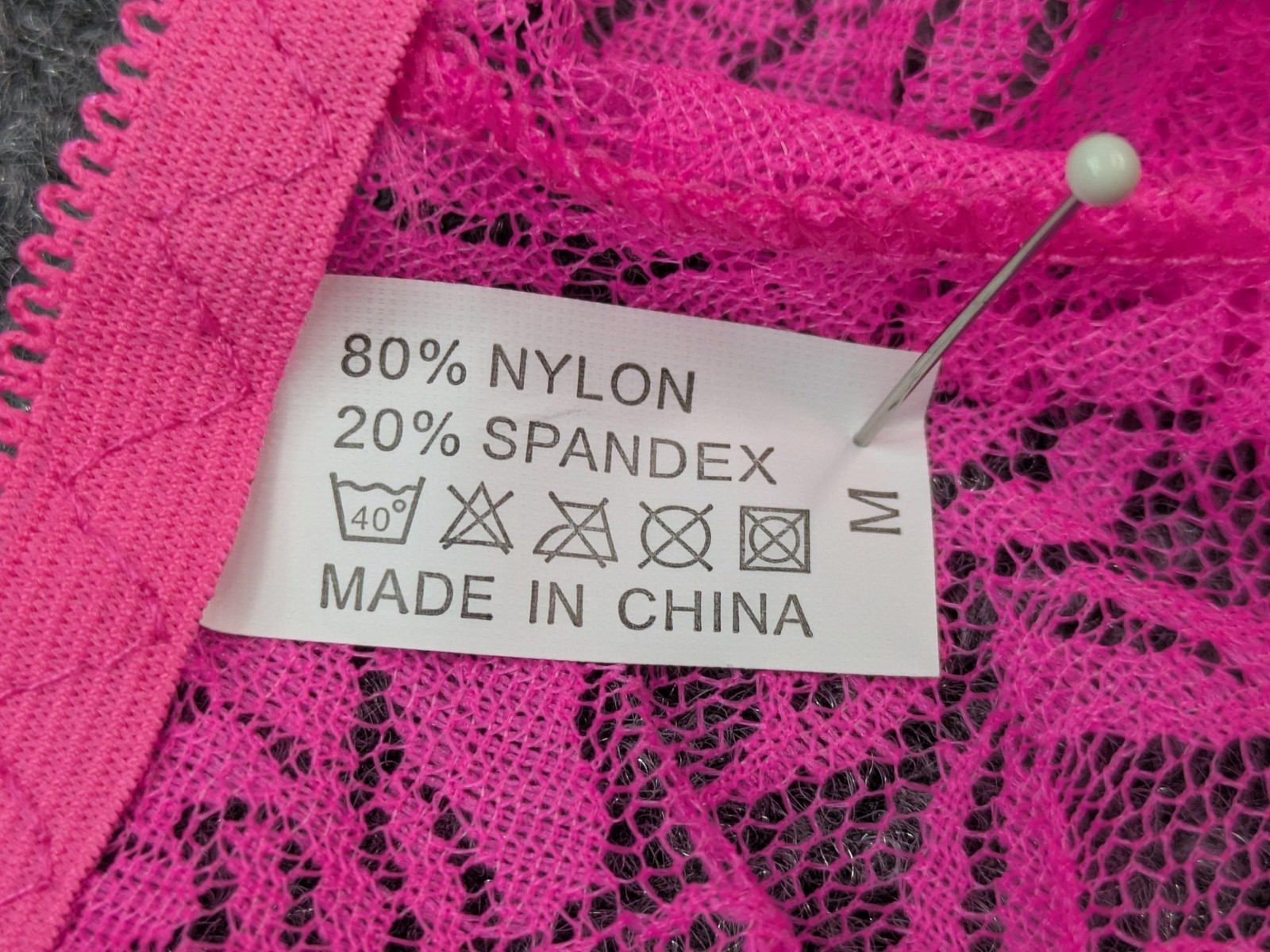 Yun Meng Ni Panties Womens M Pink Lace Thong Sheer Floral Bow Scalloped NWT