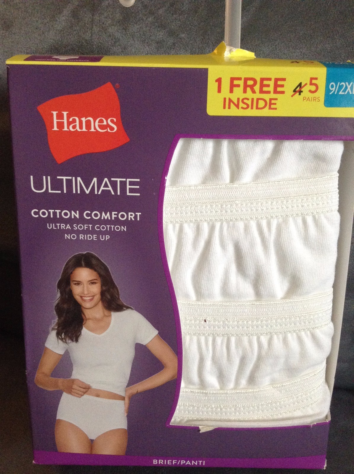 HANES WOMEN’S ULTIMATE COTTON COMFORT SIZE 9/2XL BRIEF PANTY ALL WHITE 5 PACK