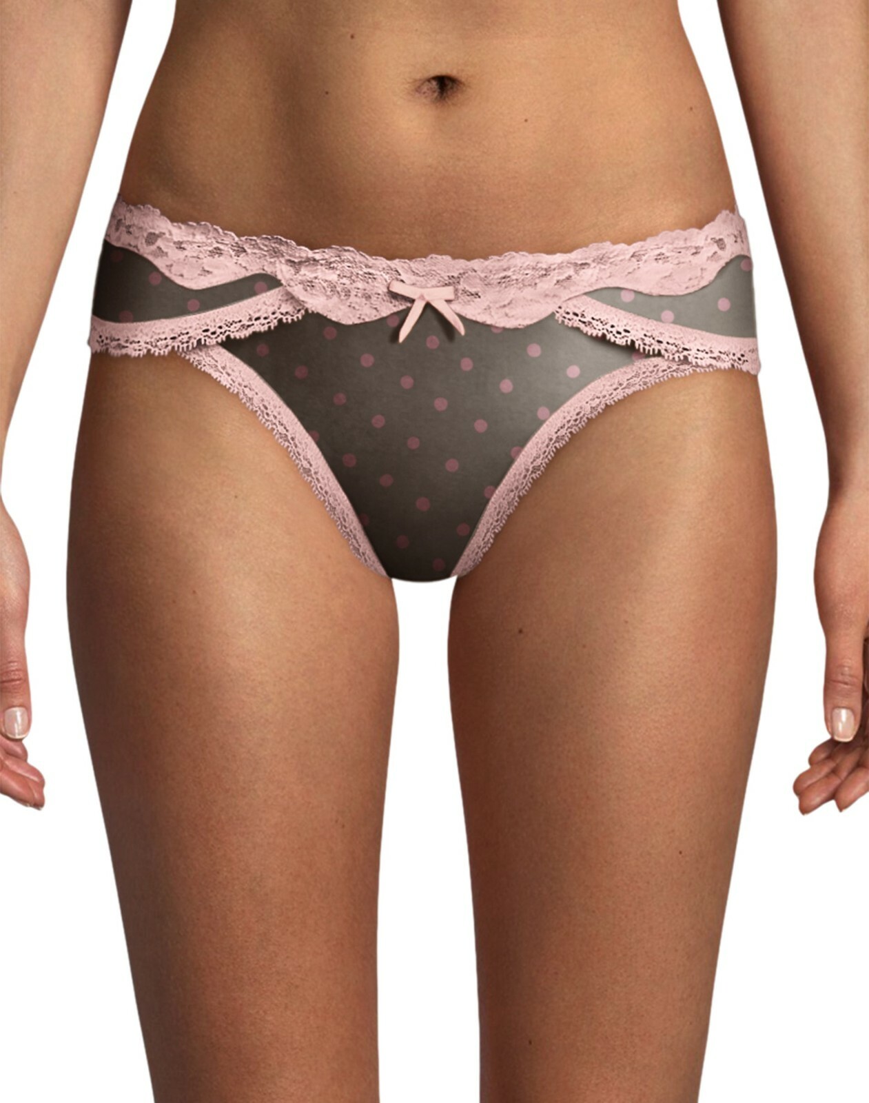 2-Pack Maidenform Women’s Micro Cheekini with Lace, Gray/Pink Polka Dot, S/5