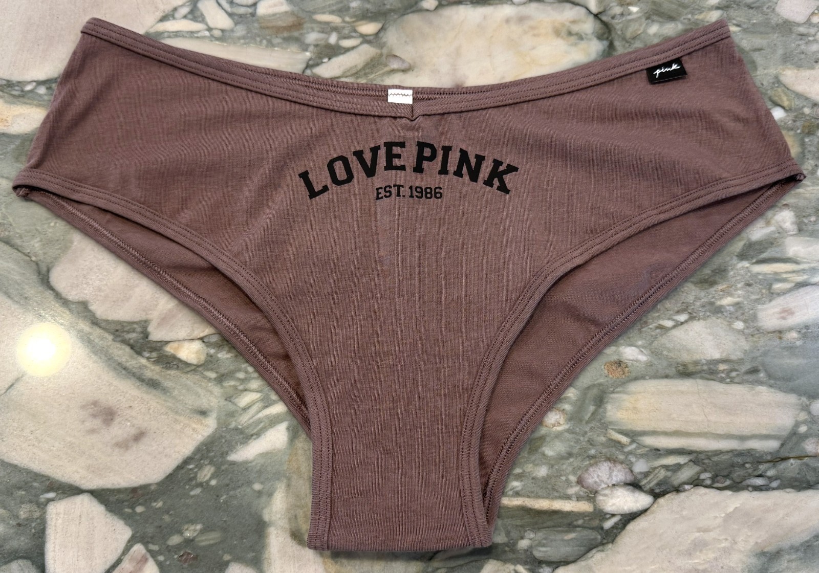 NEW Victoria Secret PINK Cotton Cheeky Panty Brown & Black LOVE PINK XL or XXL