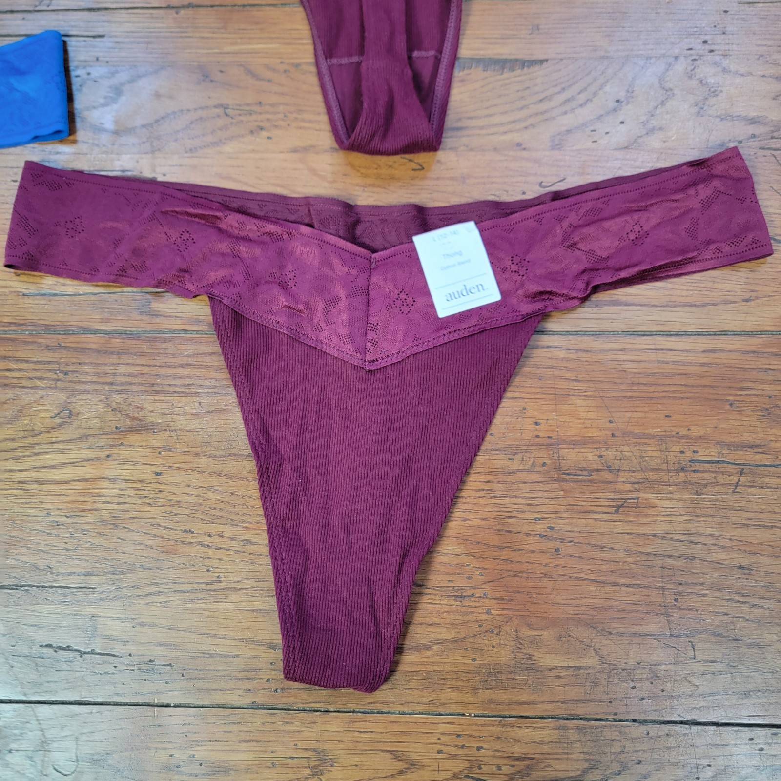 (4) Auden Womens Large (12-14) Cotton Polyester Thong Underwear L Blue Red